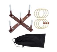 Ring Toss Game - 16.14 inch Outdoor Family Fun Set | Solid Wood Rope Rings - Portable Ring Tossing Game with Base & Carry Bag for Beach Pool Backyard Camping & Party Play