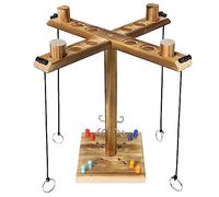 Ring Toss Game Jeu de Lancer d'anneaux, ZAKVOP 4 Joueurs Jeu en Bois avec Tableau à Points, Hooks Ring Toss Game Interactif Rapide pour fête à la Maison