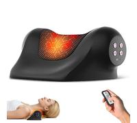 RINGCO Masseur de cou avec chaleur, lumière rouge et vibrations réglables, étireur chauffant avec 3 modes, appareil de traction cervicale rechargeable pour soulager la douleur et la relaxation