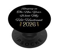 Ringing in New Year for Couple Hot Husband 2026 Celebrate PopSockets PopGrip Adhésif