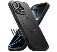 Ringke Alles Coque iPhone 16 Pro Max Antidérapant Antichoc Protection Cache du Bouton de Commande de l'Appareil Photo Robuste Flexible Ultra Fine TPU Souple Durable Béquille Intégrée Étui - Black