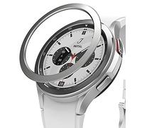 Ringke Bezel Styling Compatible avec Coque Samsung Galaxy Watch 4 Classic 46mm Accessoire Étui Protecteur Stainless Steel Acier Inoxydable Anti-Rayures Résistant aux Rayures - Silver [46-04]