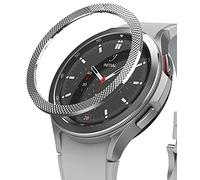 Ringke Bezel Styling Compatible avec Coque Samsung Galaxy Watch 4 Classic 46mm Accessoire Étui Protecteur Stainless Steel Acier Inoxydable Anti-Rayures Résistant aux Rayures - Silver [46-40]