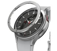 Ringke Bezel Styling Compatible avec Coque Samsung Galaxy Watch 4 Classic 46mm Accessoire Étui Protecteur Stainless Steel Acier Inoxydable Anti-Rayures Résistant aux Rayures - Silver [46-42]