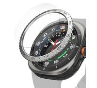 Ringke Bezel Styling en Verre Trempé Compatible avec Samsung Galaxy Watch Ultra Accessoire Étui Protecteur Stainless Steel Acier Inoxydable Anti-Rayures Résistant aux Rayures - Silver [47-01]