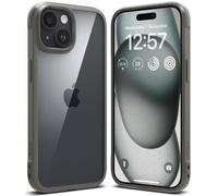 Ringke Compatible avec Coque iPhone 15 [Fusion] Anti-Jaunissement Transparente Clear Rigide Polycarbonate Back TPU Souple Bumper Étui Antichoc de Protection - Bold Gray