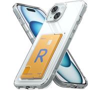Ringke Compatible avec Coque iPhone 15 [Fusion Card] Portefeuille Transparente Solide Rigide Back TPU Souple Bumper Étui Porte-Carte Antichoc Protection [Militaire Défense] - Clear