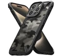 Ringke Compatible avec Coque iPhone 15 Pro Max [Fusion-X] Antichoc Protection [Militaire Défense] Résistant aux Rayures Polycarbonate Solide Rigide TPU Bumper Noir - Camo Black