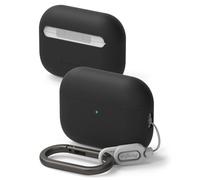 Ringke Coque Compatible AirPods Pro 3 Étui Silicone avec Doublure Microfibre, Ultra Mince et Souple, Bumper Antichoc Léger, Protection Durable avec Mousqueton Chromé - Black