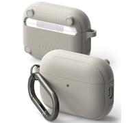 Ringke Coque Compatible avec Airpods Pro 3 Case Accessoires [Onyx Magnetic] Magnétique Antidérapant Antichoc Protection Ultra Fine Souple Bumper Durable Étui Mousqueton Chromé - Warm Gray