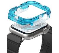Ringke Coque Compatible avec Apple Watch 9/8 / 7 45mm, SE3 / SE2 / SE / 6/5 / 4 44mm [Fusion Bumper] Transparente Solide Rigide Bumper pour Apple Watch 45mm, Apple Watch 44mm - Neon Blue