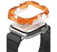 Ringke Coque Compatible avec Apple Watch 9/8 / 7 45mm, SE3 / SE2 / SE / 6/5 / 4 44mm [Fusion Bumper] Transparente Solide Rigide Bumper pour Apple Watch 45mm, Apple Watch 44mm - Neon Orange