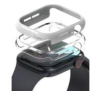 Ringke Coque Compatible avec Apple Watch Series 11/10 46mm Case Accessoires [Slim] Étui Transparente Solide Rigide Bumper Ultra Fine - Clear & Light Gray (2 Pack)