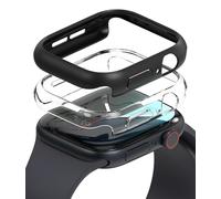 Ringke Coque Compatible avec Apple Watch Series 11/10 46mm Case Accessoires [Slim] Étui Transparente Solide Rigide Bumper Ultra Fine - Clear & Matte Black (2 Pack)