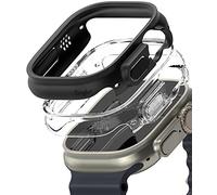 Ringke Coque Compatible avec Apple Watch Ultra 3/2 / 1 49mm [Slim] Transparente Solide Rigide Bumper pour Apple Watch Ultra 49mm - Clear & Matte Black (2 Pack)