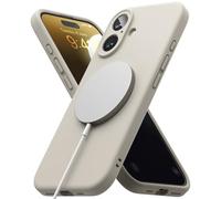 Ringke Coque Compatible avec iPhone 16 Plus [Silicone Magnetic] Magnétique Microfibre Douce Silicone Bumper Ultra Mince Fine Souple Légère Étui iPhone 16 Plus Case Accessoires - Stone