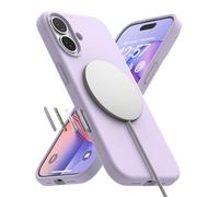 Ringke Coque Compatible avec iPhone 17 Case Accessoires [Silicone Magnetic] Magnétique Microfibre Douce Silicone Bumper Ultra Mince Fine Souple Légère Étui - Light Purple