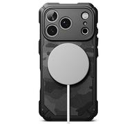 Ringke Coque Compatible avec iPhone 17 Pro Case Accessoires [Rugged Gear Magnetic] Magnétique Antichoc Protection Ultra Fine Bumper Durable Étui Trou de Sangle Bandoulière - Magnetic Camo Black