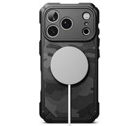 Ringke Coque Compatible avec iPhone 17 Pro Max Case Accessoires [Rugged Gear Magnetic] Magnétique Antichoc Protection Ultra Fine Bumper Durable Étui Trou de Sangle Bandoulière - Magnetic Camo Black