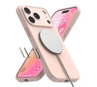 Ringke Coque Compatible avec iPhone 17 Pro Max Case Accessoires [Silicone Magnetic] Magnétique Microfibre Douce Silicone Bumper Ultra Mince Fine Souple Légère Étui - Pink Sand