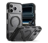 Ringke Coque Compatible avec iPhone 17 Pro Max Case Accessoires [UX Magnetic] Antidérapant Antichoc Protection Robuste Flexible Ultra Fine TPU Souple Durable Étui Béquille Intégrée - Smoke Black