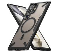 Ringke Coque Compatible avec Samsung Galaxy S24 Ultra [Fusion-X Matte Magnetic] Magnétique Antichoc Protection Résistant aux Rayures Polycarbonate Rigide TPU Bumper pour Coque S24 Ultra - Matte Black