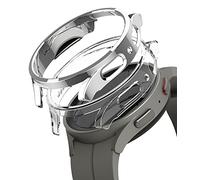 Ringke Coque Compatible avec Samsung Galaxy Watch 5 Pro 45mm [Slim] Transparente Solide Rigide Bumper pour Samsung Watch 5 Pro 45mm - Clear & Chrome (2 Pack)