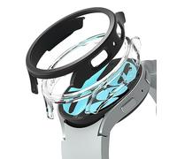 Ringke Coque Compatible avec Samsung Galaxy Watch 6 40mm [Slim] Transparente Solide Rigide Bumper pour Samsung Watch 6 40mm - Clear & Matte Black (2 Pack)