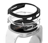 Ringke Coque Compatible avec Samsung Galaxy Watch 8 40mm [Slim] Case Accessoires Transparente Solide Rigide Bumper - Clear & Matte Black (2 Pack)