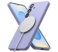 Ringke Coque Compatible avec Samsung S25 Plus [Silicone Magnetic] Magnétique Microfibre Douce Silicone Bumper Ultra Mince Fine Souple Légère Étui Galaxy S25 Plus Case Accessoires - Lavender