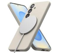 Ringke Coque Compatible avec Samsung S25 [Silicone Magnetic] Magnétique Microfibre Douce Silicone Bumper Ultra Mince Fine Souple Légère Étui Galaxy S25 Case Accessoires - Stone