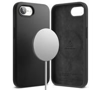 Ringke Coque iPhone 16e [Silicone Magnetic] Magnétique Microfibre Douce Silicone Bumper Ultra Mince Fine Souple Légère Étui iPhone 16e Case Accessoires - Black