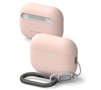 Ringke Coque Compatible AirPods Pro 3 Étui Silicone avec Doublure Microfibre, Ultra Mince et Souple, Bumper Antichoc Léger, Protection Durable avec Mousqueton Chromé - Pink Sand