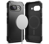 Ringke Coque Compatible avec Google Pixel 9a Case Accessoires [Rugged Gear Magnetic] Magnétique Antidérapant Antichoc Protection Flexible Ultra Fine Bumper Durable Étui - Magnetic Black