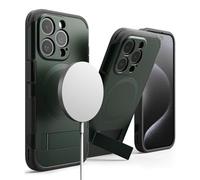 Ringke Coque pour iPhone 15 Pro [Alles] Antidérapant Antichoc Protection Robuste Flexible Ultra Fine TPU Souple Durable Étui Béquille Intégrée - Dark Green