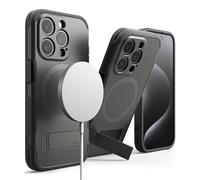 Ringke Coque pour iPhone 15 Pro [Alles] Antidérapant Antichoc Protection Robuste Flexible Ultra Fine TPU Souple Durable Étui Béquille Intégrée - Gunmetal