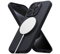 Ringke Coque pour iPhone 15 Pro [Silicone Magnetic] Magnétique Microfibre Douce Silicone Bumper Ultra Mince Fine Souple Légère Étui - Deep Blue