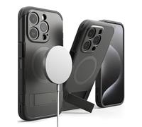 Ringke Coque pour iPhone 15 Pro Max [Alles] Antidérapant Antichoc Protection Robuste Flexible Ultra Fine TPU Souple Durable Étui Béquille Intégrée - Gunmetal