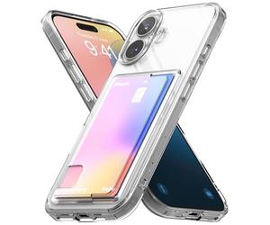 Ringke Coque pour iPhone 16 Case Étui Fusion Card Clear | Porte-Carte Transparente, Ultra Fine, Solide Rigide Back, Souple Bumper, Antichoc Protection, Anti-Rayures, Portefeuille