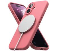Ringke Coque Compatible avec iPhone 16 Plus [Silicone Magnetic] Magnétique Microfibre Douce Silicone Bumper Ultra Mince Fine Souple Légère Étui iPhone 16 Plus Case Accessoires - Pink