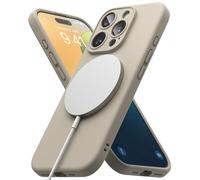 Ringke Coque Compatible avec iPhone 16 Pro [Silicone Magnetic] Magnétique Microfibre Douce Silicone Bumper Ultra Mince Fine Souple Légère Étui iPhone 16 Pro Case Accessoires - Stone