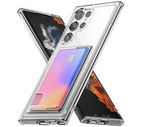 Ringke Coque Portefeuille Compatible avec Samsung S22 Ultra 5G [Fusion Card] Transparente Solide Rigide Back TPU Souple Bumper Étui Porte-Cartes Antichoc Protection [Militaire Défense] - Clear