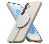 Ringke Coque Compatible avec Samsung S25 Plus [Silicone Magnetic] Magnétique Microfibre Douce Silicone Bumper Ultra Mince Fine Souple Légère Étui Galaxy S25 Plus Case Accessoires - Stone