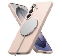 Ringke Coque pour Samsung Galaxy S26 Plus Case Accessoires [Silicone Magnetic] Étui Silicone Liquide Douce Protection Antichoc Compatible MagSafe Magnétique Anti-Rayures - Pink Sand