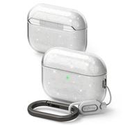 Ringke Coque Transparente Compatible AirPods Pro 3 [Air] Étui TPU Ultra Fin 1,5 mm, Léger et Souple avec Mousqueton Chromé, Protection Anti-Rayures - Glitter Clear