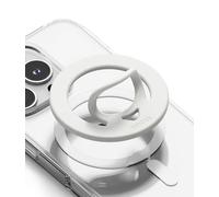 Ringke Dual Magnetic Silicone Ring Compatible avec Coque MagSafe iPhone, Google Pixel, Samsung Galaxy, Xiaomi Anneau Magnétique Support Doigt Grip Téléphone Universel Aimanté Double Face - White