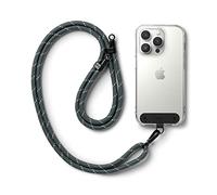 Ringke Holder Link Strap Cordon Bandoulière Téléphone Portable avec Étiquette en Nylon Noir Cordon Accessoires Réglable en Corde de Polyester Étui Téléphone - Charcoal & Gray