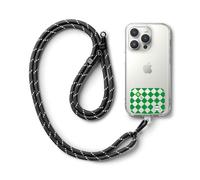 Ringke Holder Link Strap Cordon Bandoulière Téléphone Portable avec Étiquette Transparente en TPU Cordon Accessoires Réglable en Corde de Polyester - Tennis Club (Black/White)