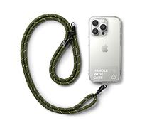 Ringke Holder Link Strap Cordon Bandoulière Téléphone Portable avec Étiquette Transparente en TPU Cordon Accessoires Réglable en Corde de Polyester Étui Téléphone - Khaki & White