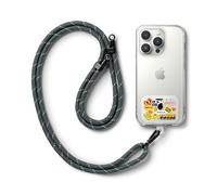 Ringke Holder Link Strap Cordon Bandoulière Téléphone Portable avec Étiquette Transparente en TPU Cordon Accessoires Réglable en Corde de Polyester - Focus Tag (Charcoal/Gray)